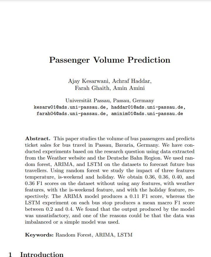 Passenger Volume Prediction